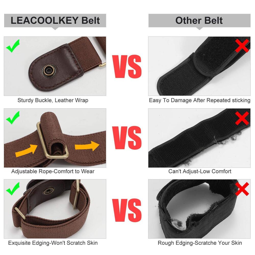 4116 No Buckle Stretch Belt For Women/Men2 Pack Elastic Invisible View 4